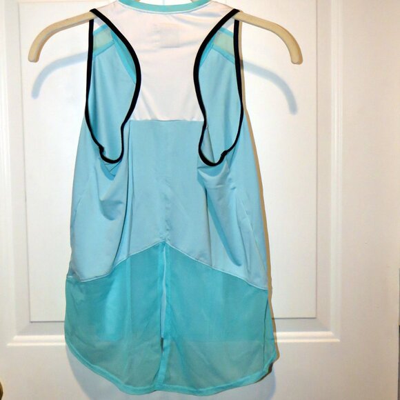 Lucky in Love Blue Racerback Tennis Golf Activewear Top w/Mesh Back Slit XS 0-2 - Picture 2 of 16